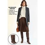 Zelya Kahverengi Cilt Topuklu Çizme