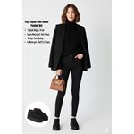 Foyk Siyah İçi Kürklü Platform Taban Süet Kadın Panduf Bot