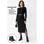 Roxani Siyah Cilt Topuklu Bot