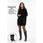 Jeoni Siyah Cilt Topuklu Çizme