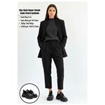 Kiya Siyah Rugan Metal Aksesuarlı Traktör Tabanlı Kadın Oxford Ayakkabı