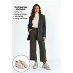 Kiya Bej Rugan Metal Aksesuarlı Traktör Tabanlı Kadın Oxford Ayakkabı