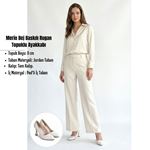 Merio Bej Baskılı Rugan Topuklu Ayakkabı