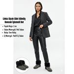 Linka Siyah Süet Gümüş Boncuk İşlemeli Bot