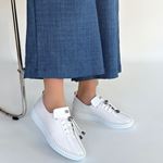 Warte Beyaz Cilt Bağcıklı Spor Ayakkabı