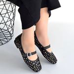 Moden Siyah Süet Babat Ayakkabı