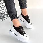 Dalen Siyah Keten Bağcıklı Spor Ayakkabı