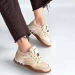 Tues Bej Nubuk Bağcıklı Spor Ayakkabı