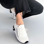 Belan Beyaz Triko Bağcıklı Spor Ayakkabı