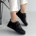 Mopin Siyah Deri Bağcıklı Spor Ayakkabı