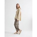 Wayi Bej Platform Tabanlı Hasır Örgü Arkası Lastikli Kadın Sandalet