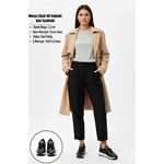 Monya Siyah Cilt Bağcıklı Spor Ayakkabı