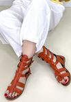 Nola Turuncu Deri Kemerli Sandalet